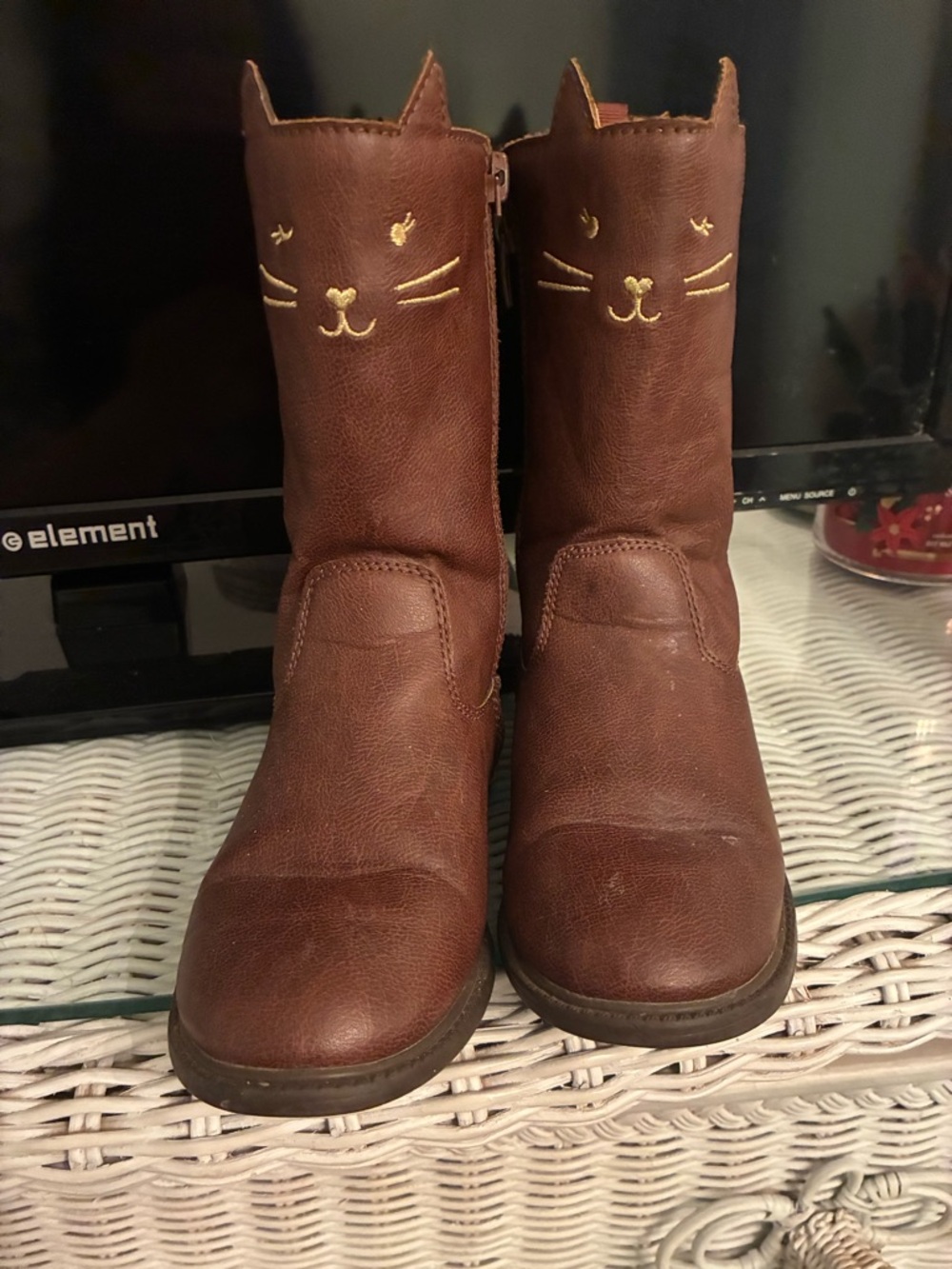 Brown Cat Face Girl's Boots